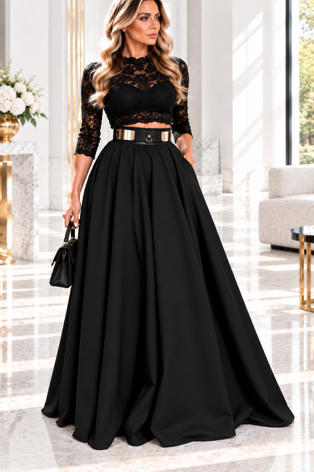Dlouhá sukně - maxi sukně BOROS-SK-L-BLACK 05